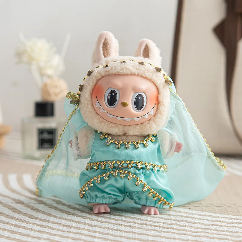 

For Labubu 17cm Pendant Macaroon Series 'Time To Chill' Kawaii Vinyl Doll With General Clothes Suit Only Changeable Accessories