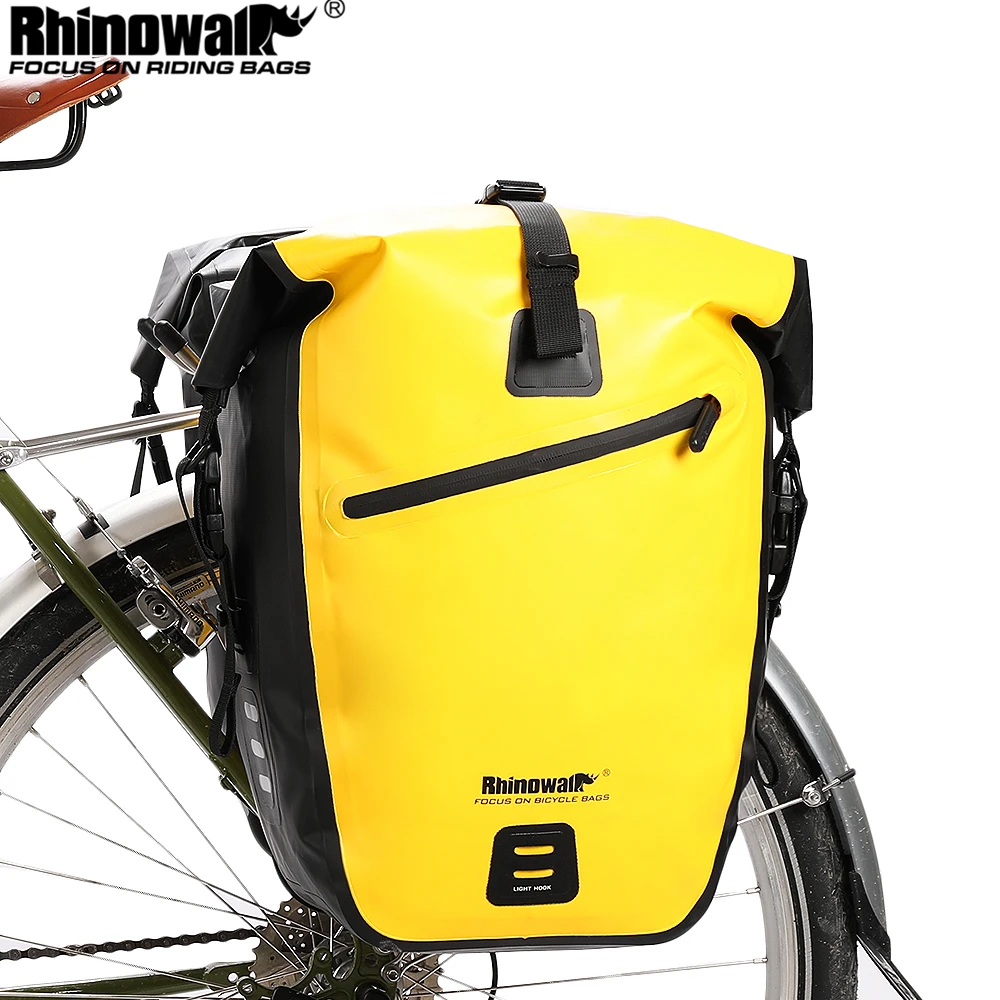 Rhinowalk Bike Pannier Bag Waterproof 27L Double Side Bike Bag One Piece Cycling Bicycle Rear Rack Tail Seat Trunk Storage Bag