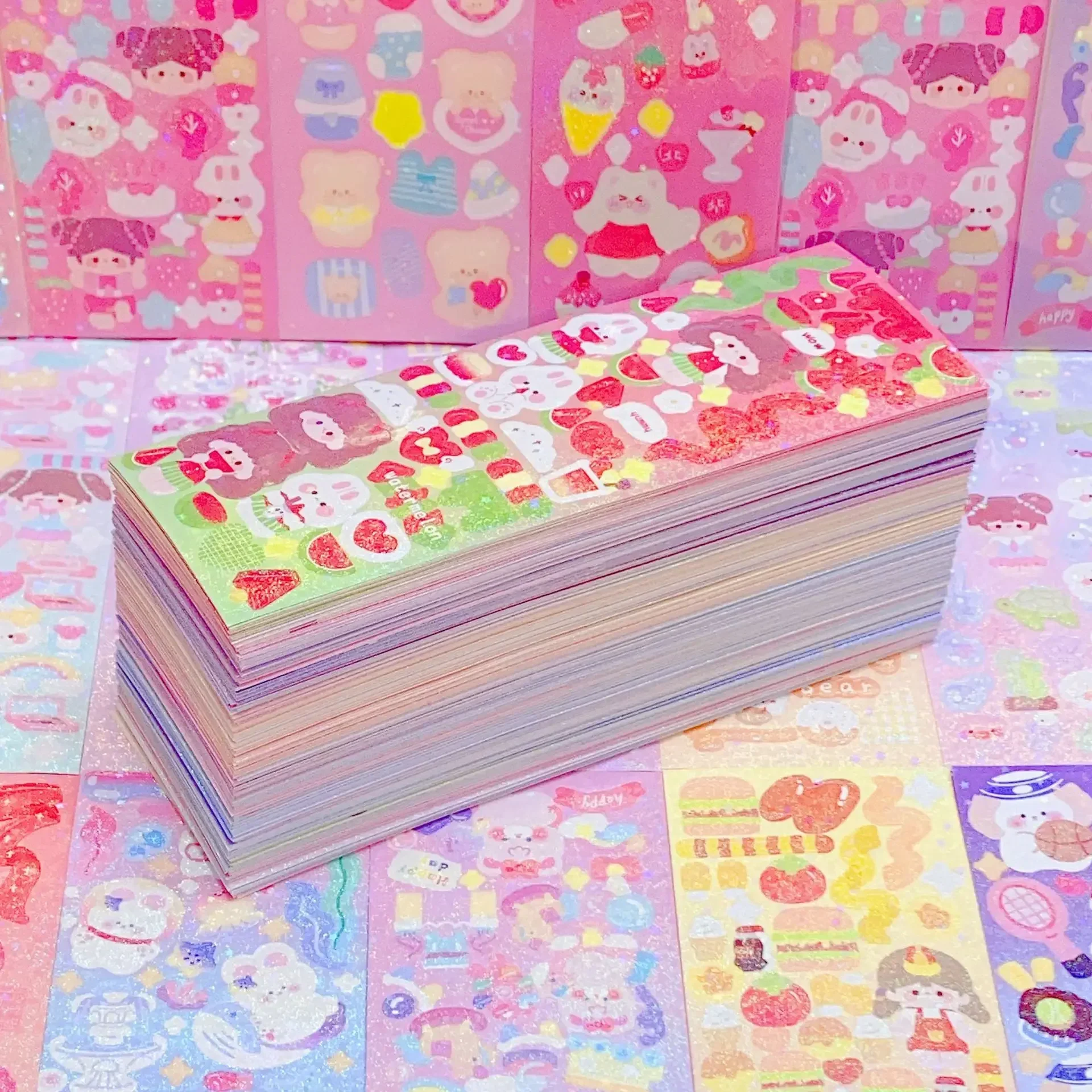 20 pz/lotto adesivi cartoni animati laser kawaii per bambini adesivi artistici decorativi stazionari carini per scrapbooking diario notebook fai da te