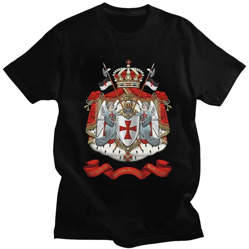Custom Knights Templar Flag Tshirts for Men Short Sleeves T Shirt Medieval Warrior Cross T-shirt Slim Fit Pure Cotton Tees