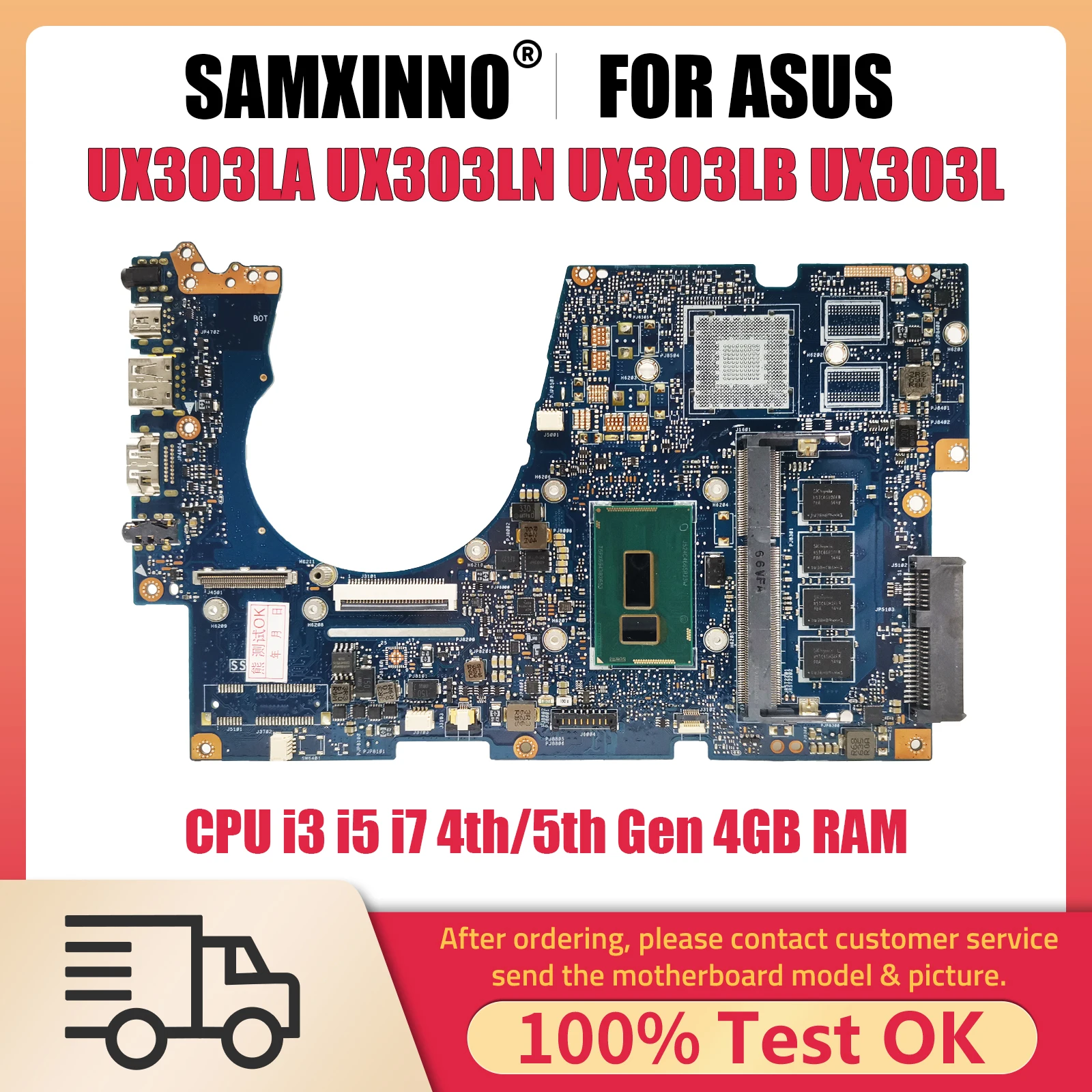 

UX303L Notebook Mainboard For ASUS UX303LN UX303LB UX303LA U303LN Laptop Motherboard With CPU i3 i5 i7 4th 5th Gen 4GB RAM V2G