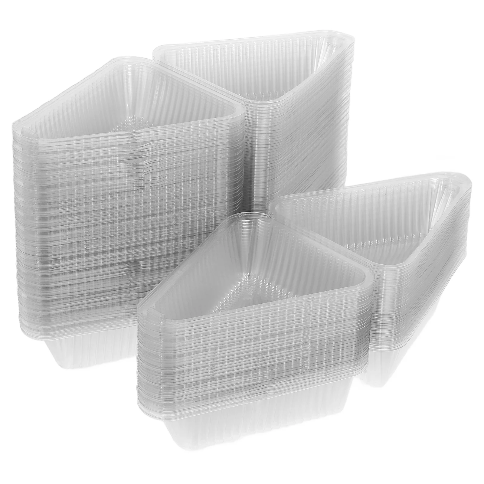 

100pcs Cake Packaging Boxes Triangle Containers Plastic Food Boxes Lids Cheesecake Clamshell Takeout Pastry Kitchen Bar