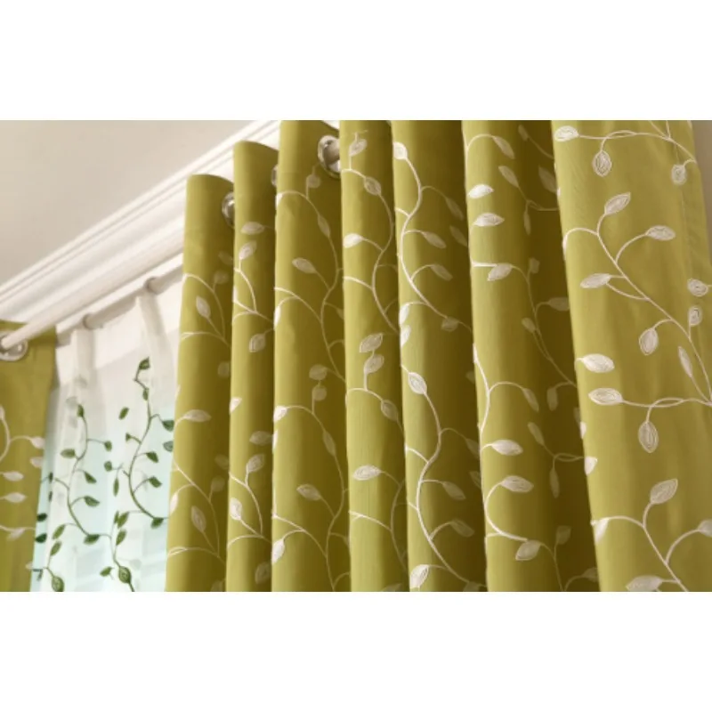Fresh Korean Cotton and Linen Embroidered Nordic Blackout Curtains for Living Room, Bedroom and Balcony Curtains