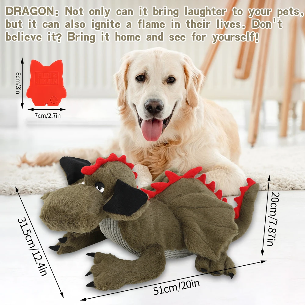 Fire dragon Dog Heartbeat Toy, Puppy Behavioral Training Aid for Dog Sleep Aid Plush, Pet Companion Smart Dog Toys