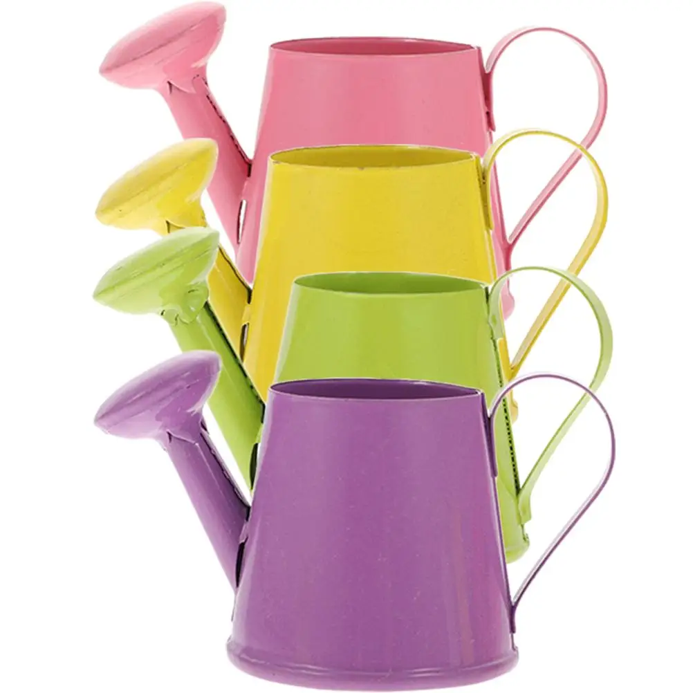 

4 Pcs Mini Watering Can Small Flower Metal Kids Toddler Indoor Plant Durable Ergonomic Lightweight Portable Elegant Craft Simple