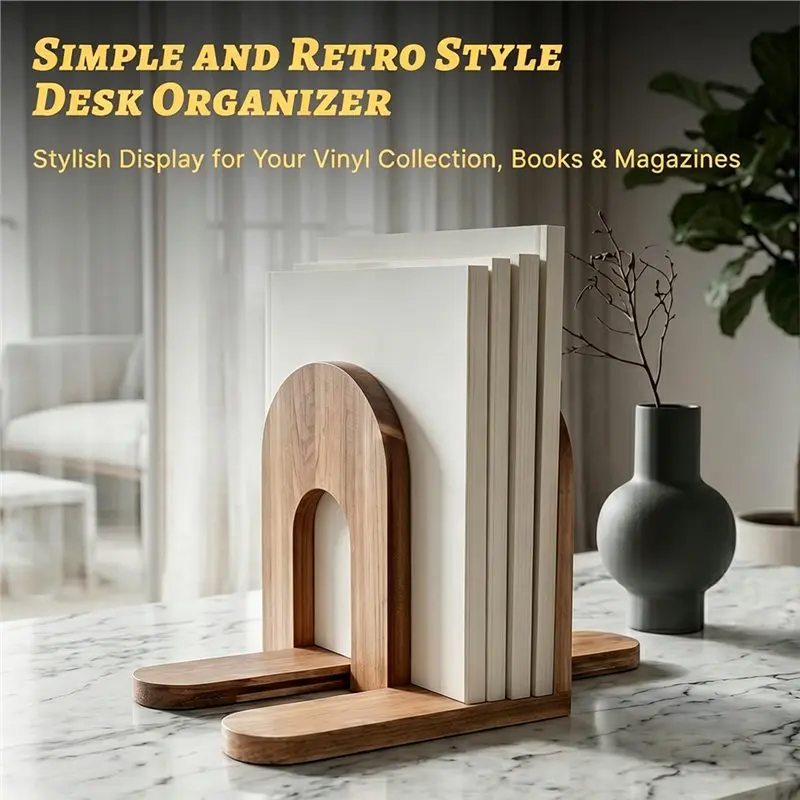 PHFU-Solid Wood Vinyl Record Holder With Adjustable LP Rack, Grooved Slots For 20-60 Albums