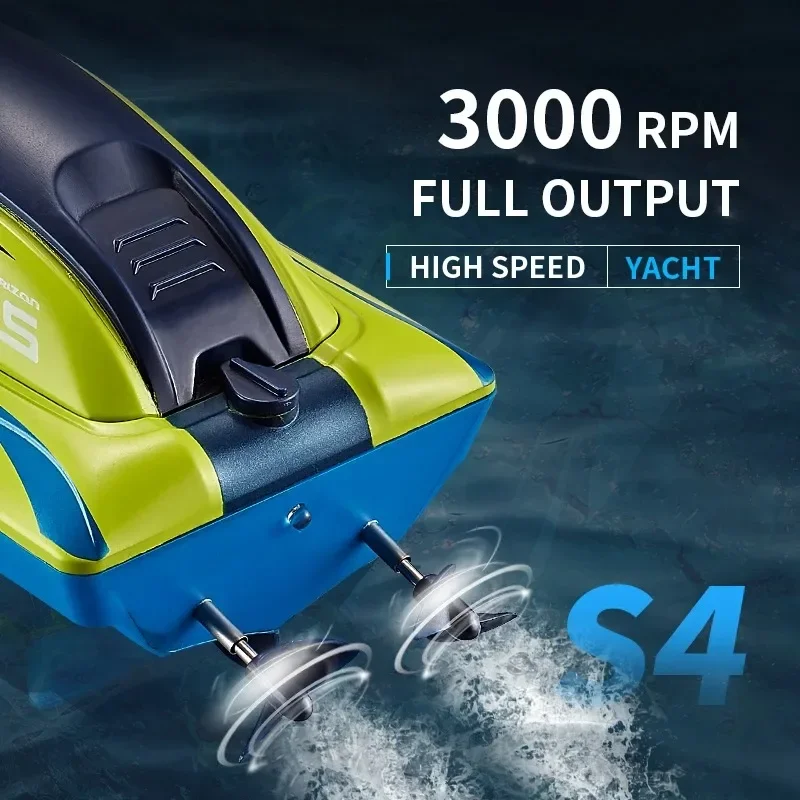 2.4G รีโมทคอนโทรลเรือคู่หางเสือมอเตอร์กันน้ํา ABS ความเร็วสูง Speedboat S4 ของเล่นเด็กรีโมทคอนโทรล Speedboat ของขวัญ