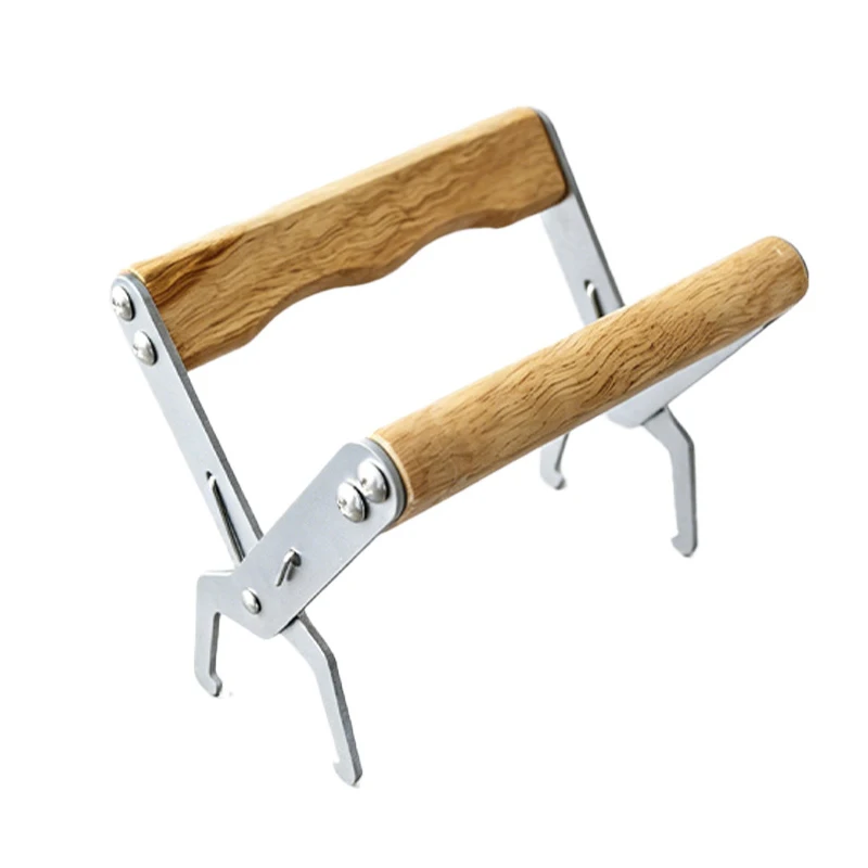 Sturdy Stainless Steel Beehive Frame Lifter with Wooden Handle Frame Grip Beekeeping Tool for Beekeeper Honeycomb Frame Handling