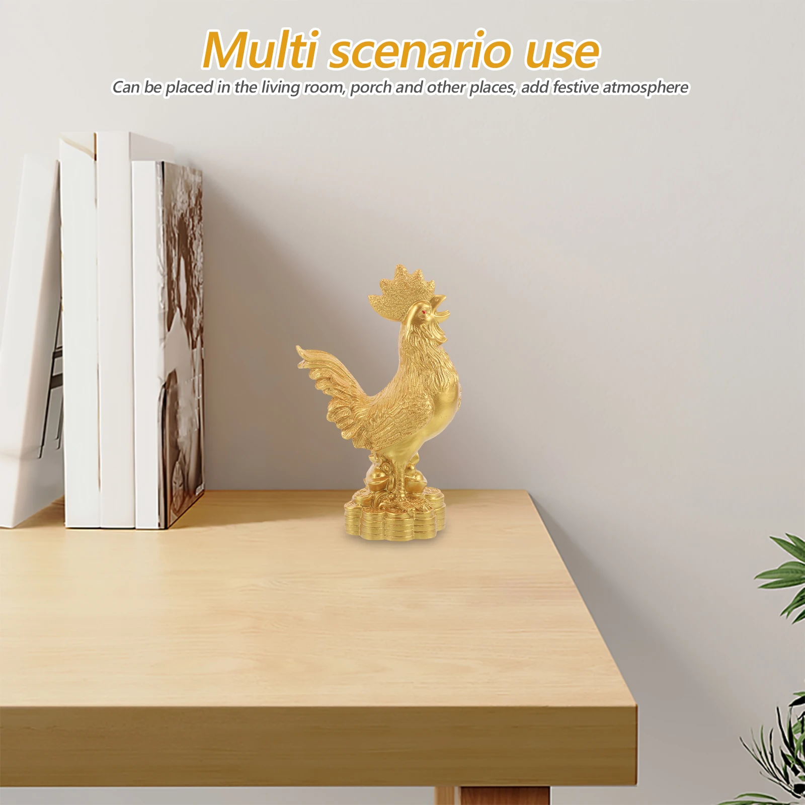 

Golden Resin Chicken Ornament Rooster Elegant Desktop Home Decor Miniature Animal Statue Micro Landscape Farm Handcrafted Lucky