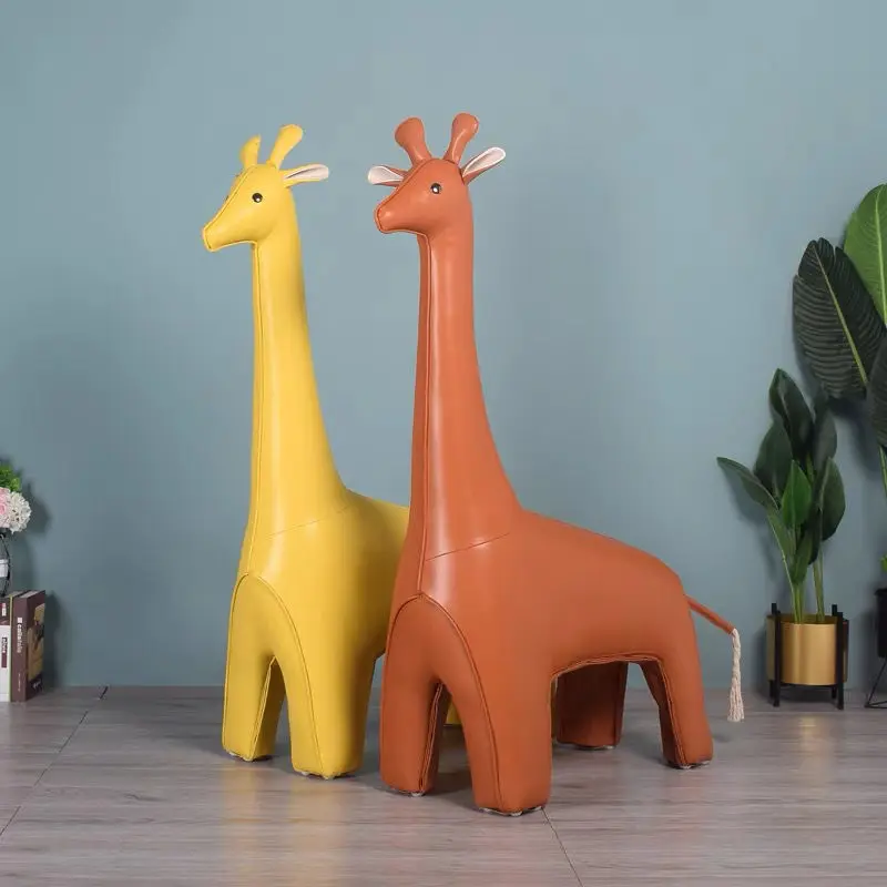 

New giraffe animal seat children's shoe changing stool lion elephant cartoon seat hippo stool living room home
