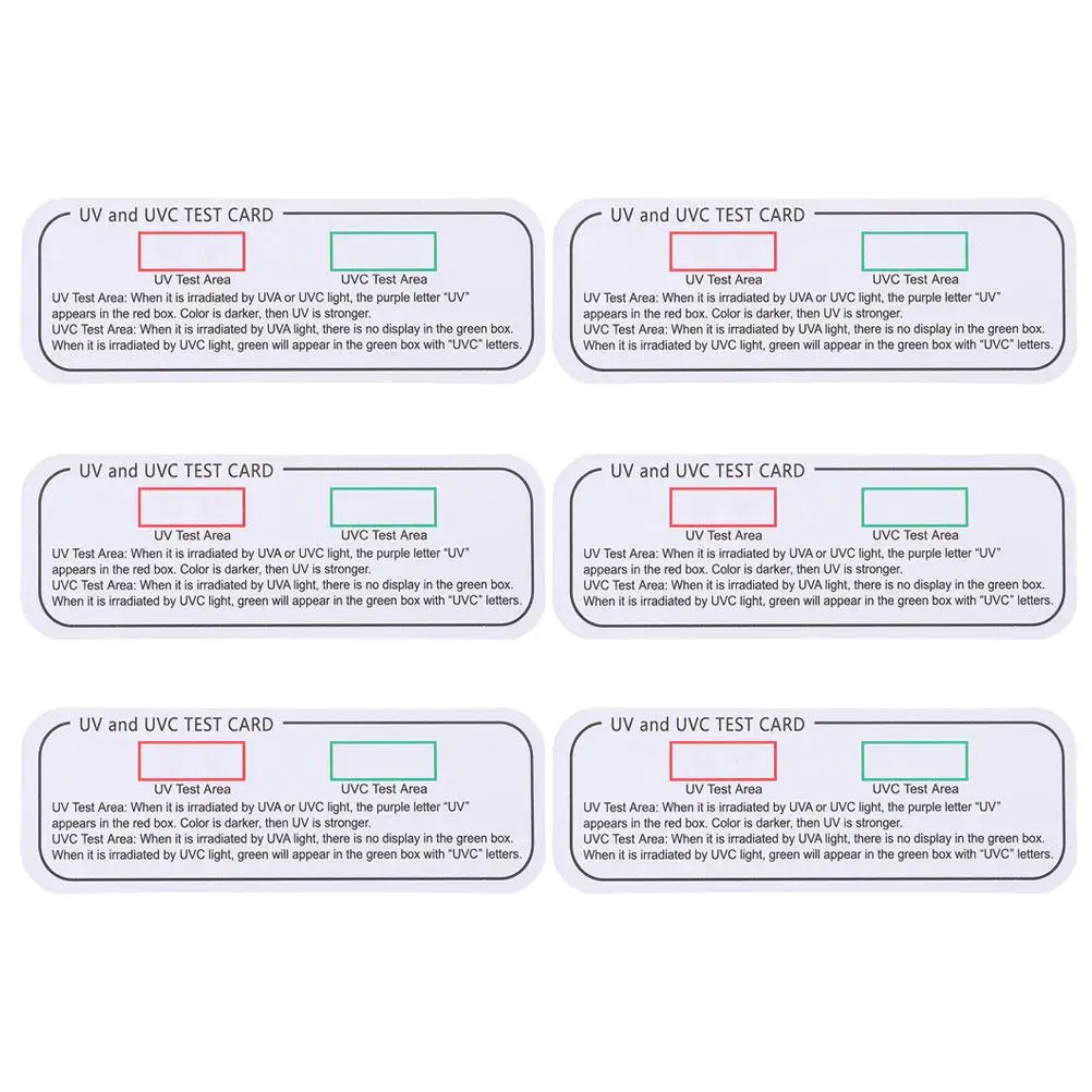 6 pces testador de teste uv lanterna ultravioleta medidor uvc-uva cartões indicadores detector papel