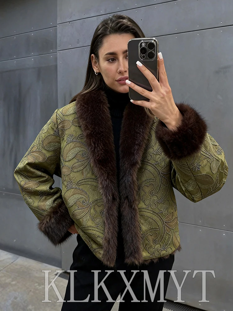 

Vintage Embroidery Jackets For Women Fashion Plush Splicing Open Coat Female Autumn Winter Warm High Street Casual New Outerwear