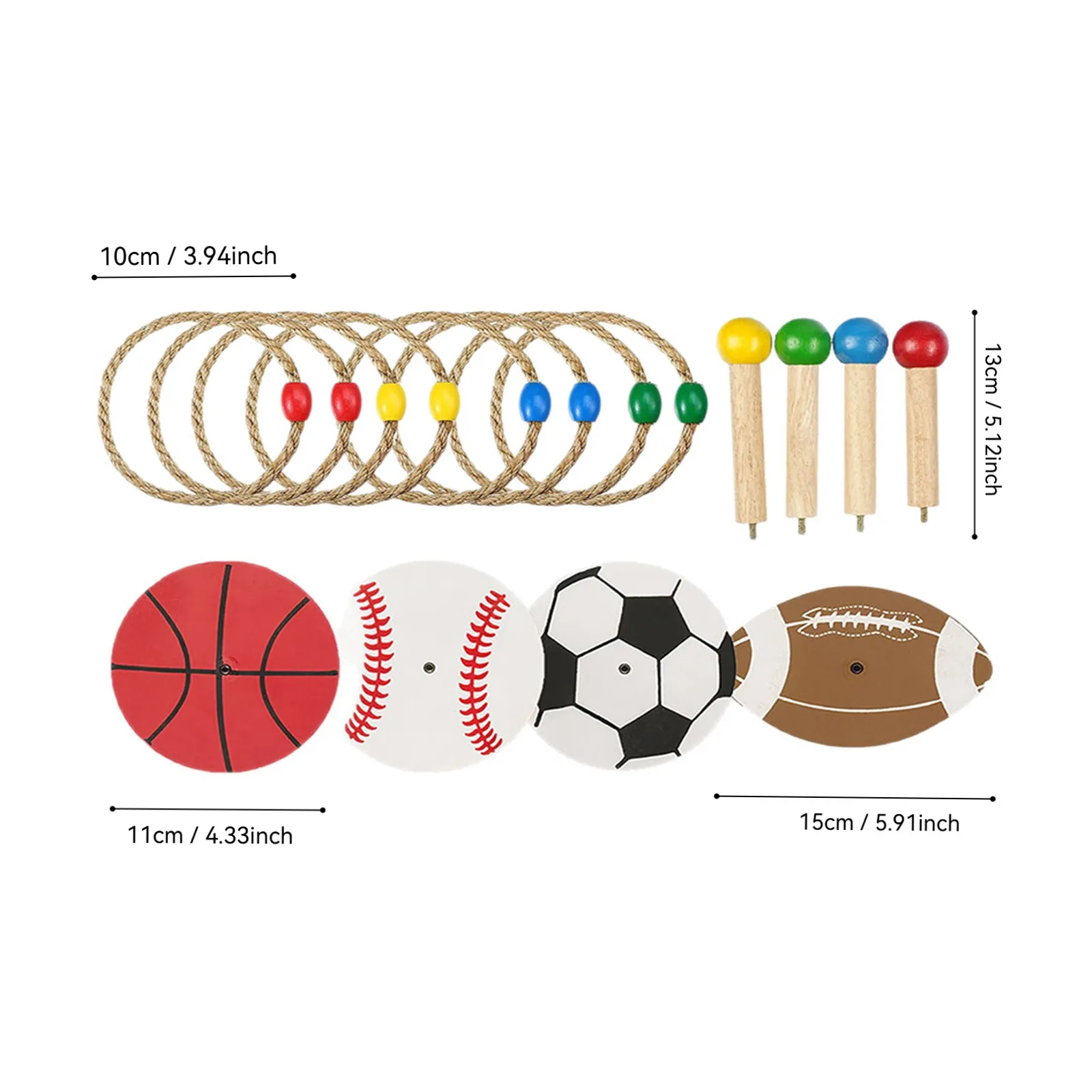 Fun Outdoor Sports Ball Hemp Rope Ring Throwing Educational Toy Children's Outdoor Sports Sensory Training Game Props Supplies