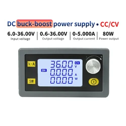 Conversor DC Buck Boost Ajustável, Módulo de Energia Solar, Fonte de Alimentação Regulada de Laboratório, 80W, 35W, CC, CV, 6-36V, 5A, 5-30V