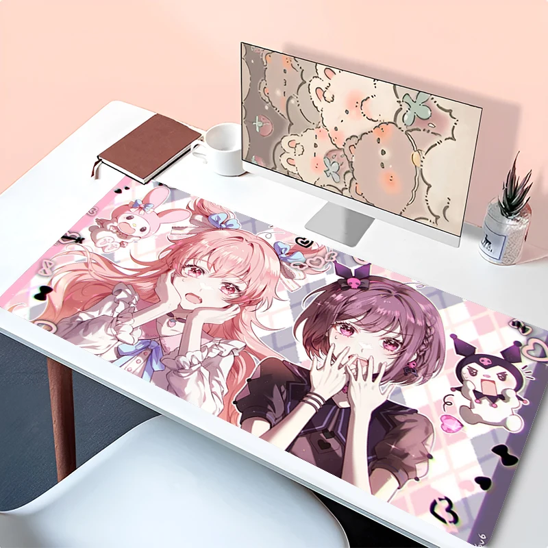 

Mouse Pad Laptop Kawaii Pink Anime Girl Desk Mat Project Sekai Stage Nightcord Mousepad PC My M-Melody K-Kuromi XXL Keyboard Pad