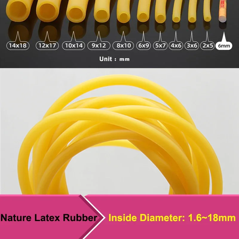 1/3/5/10M Nature Latex Rubber Hoses IDxOD1.6~18mm Yellow High Resilient Surgical Medical Tube Slingshot Catapult Elastic Band