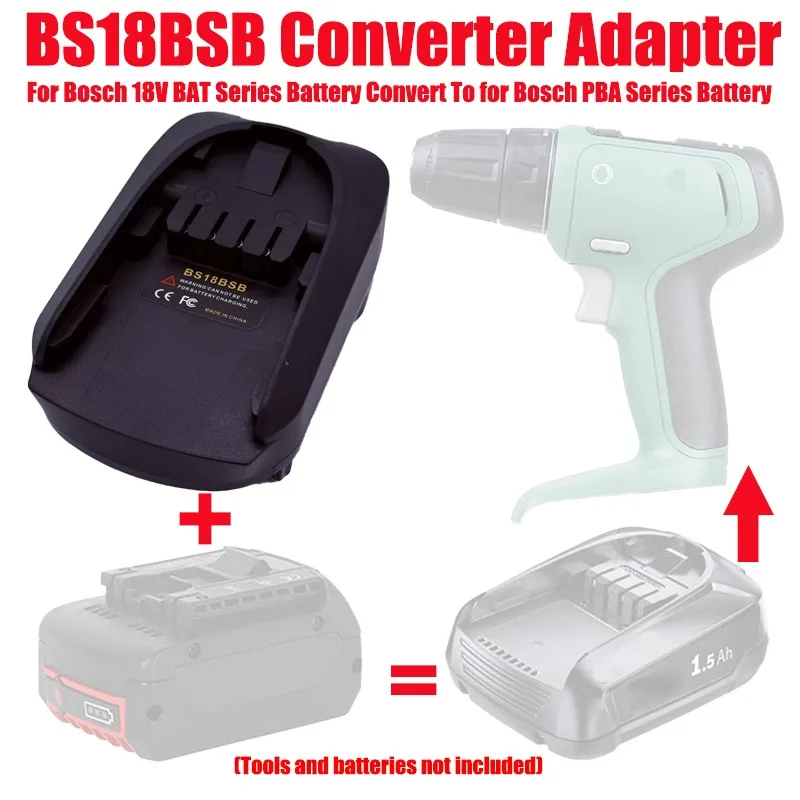 

ALASICKA Battery Adapter BS18BSB for Bosch 18V BAT Series Lithium Battery Convert To for Bosch PBA Series Battery Power Tools