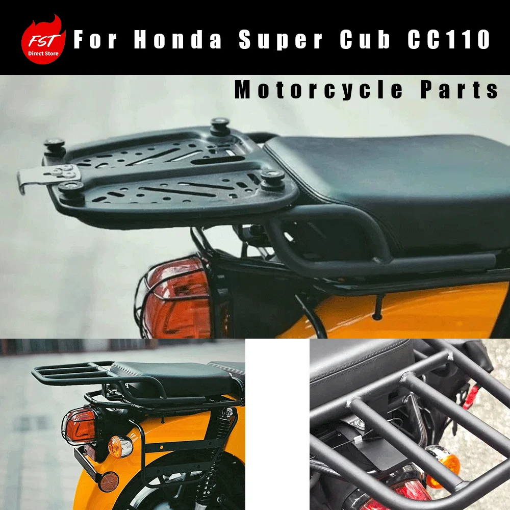 For Honda Super Cub CC110: Modified rear rack / cargo rack / top box mount / luggage rack.