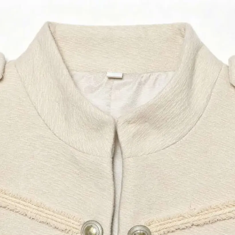 Fashionable Versatile Autumnal New Arrival ZR Women's Napoleon Coat Coarse Tweed Button up Outerwear Standard Fit Long Sleeve