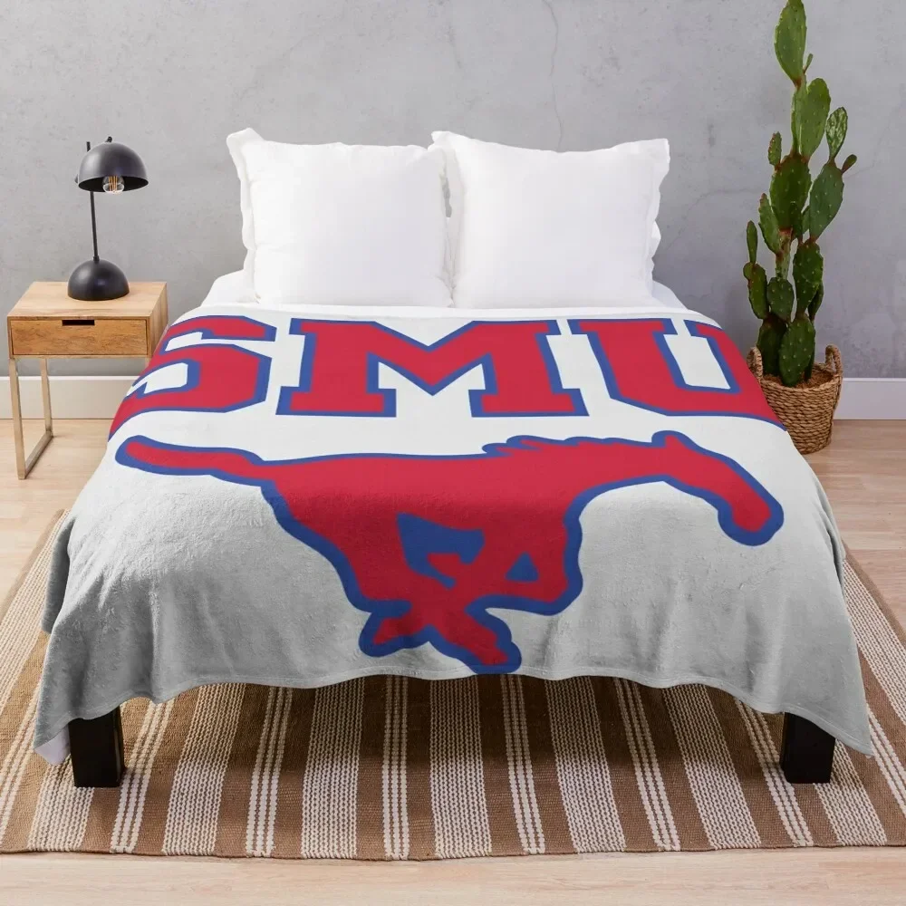 

SMU Blue Logo & Red Peruna Throw Blanket christmas decoration Decorative Sofas Quilt Furrys Blankets