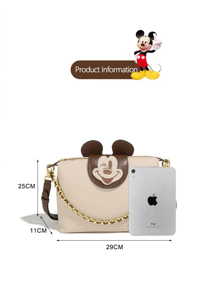 Disney Mickey PU Leather Underarm Bag High Capacity Portable Shoulder Crossbody Bag For Female Commuters