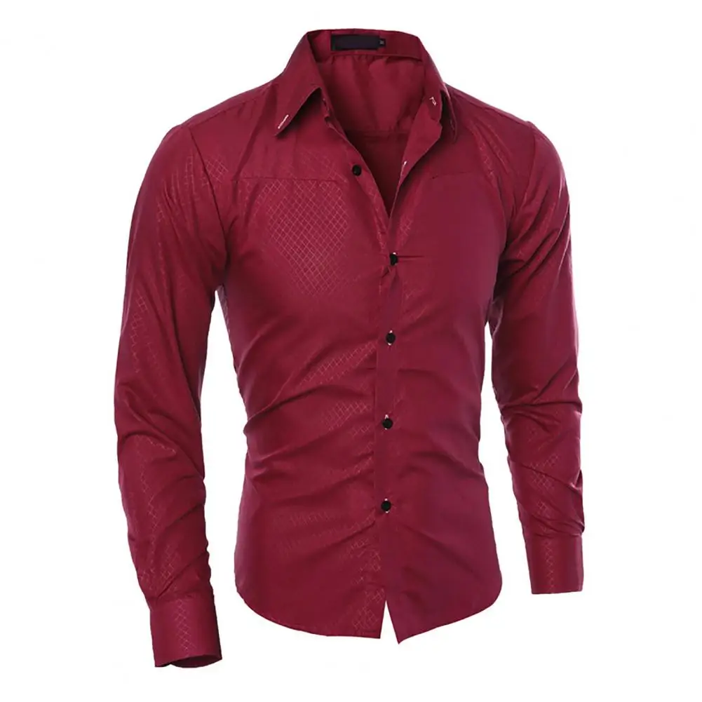 Camisa de negócios primavera outono cor sólida manga longa camisas formais para homens camisa de trabalho casual camisas de ajuste fino workwear