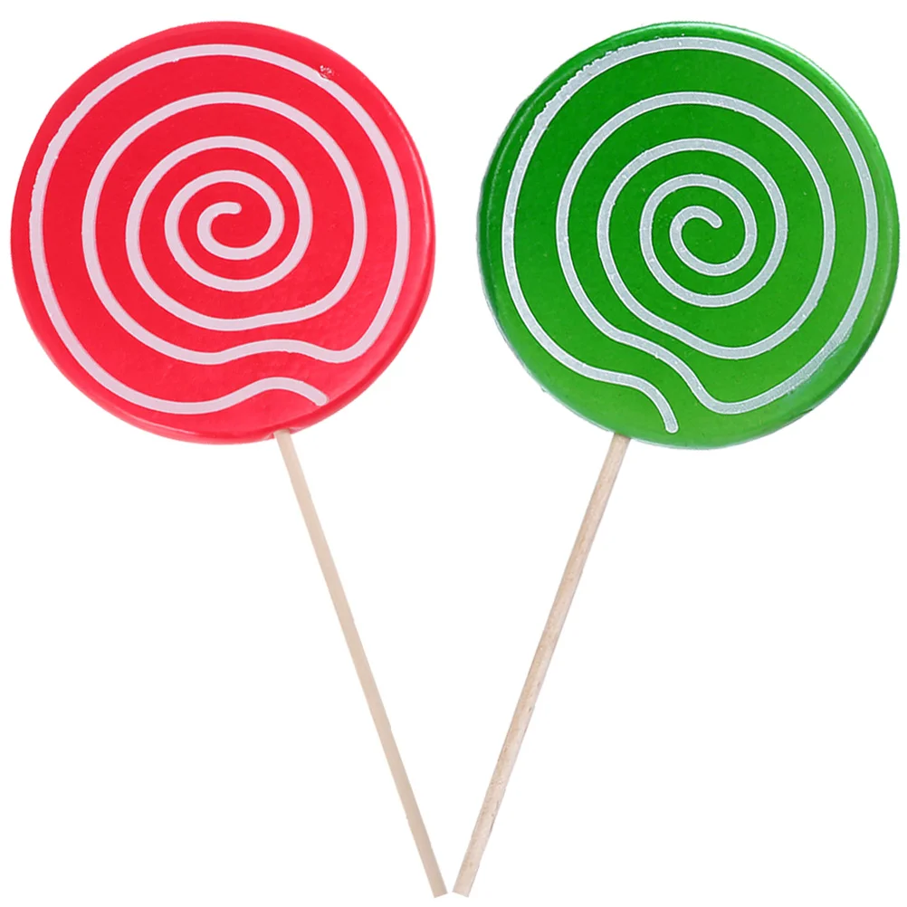 

2 Pcs Big Lollipop Child Giant Candy Baby Shower Photo Booth Props Wooden Candies Fake