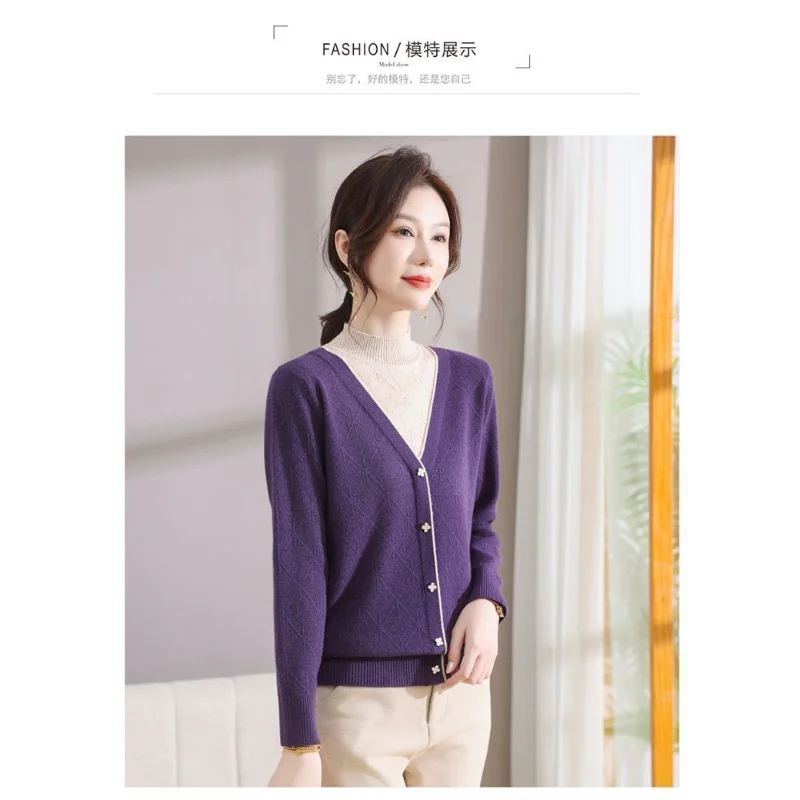 

Fake Two-piece Fashion Base Tops for Autumn and Winter Knitted