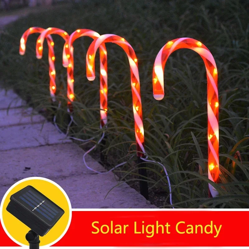 

Solar Path Light Panel Candy Cane Outdoor Christmas Decor Stake Lamp Pathway Garden Flash LED Light Party Wedding Decoration