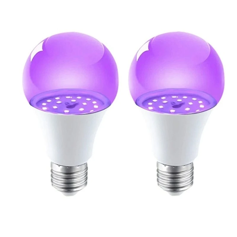 Eco Friendly 2 Pcs E27 LED Black Light Bulb A19 9W UV Black Light UVA 395Nm Glow In The Dark For Blacklights Masquerade Party A