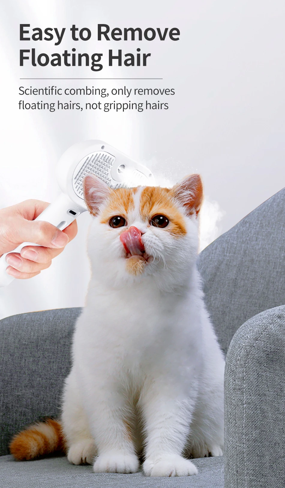 ROJECO Haustier Spray Haar Kamm Professionelle Elektrische Haarglätter Kamm Bürste Für Katze Haustier Massage Kamm Dampf Pinsel Für Haarpflege – Detail 11