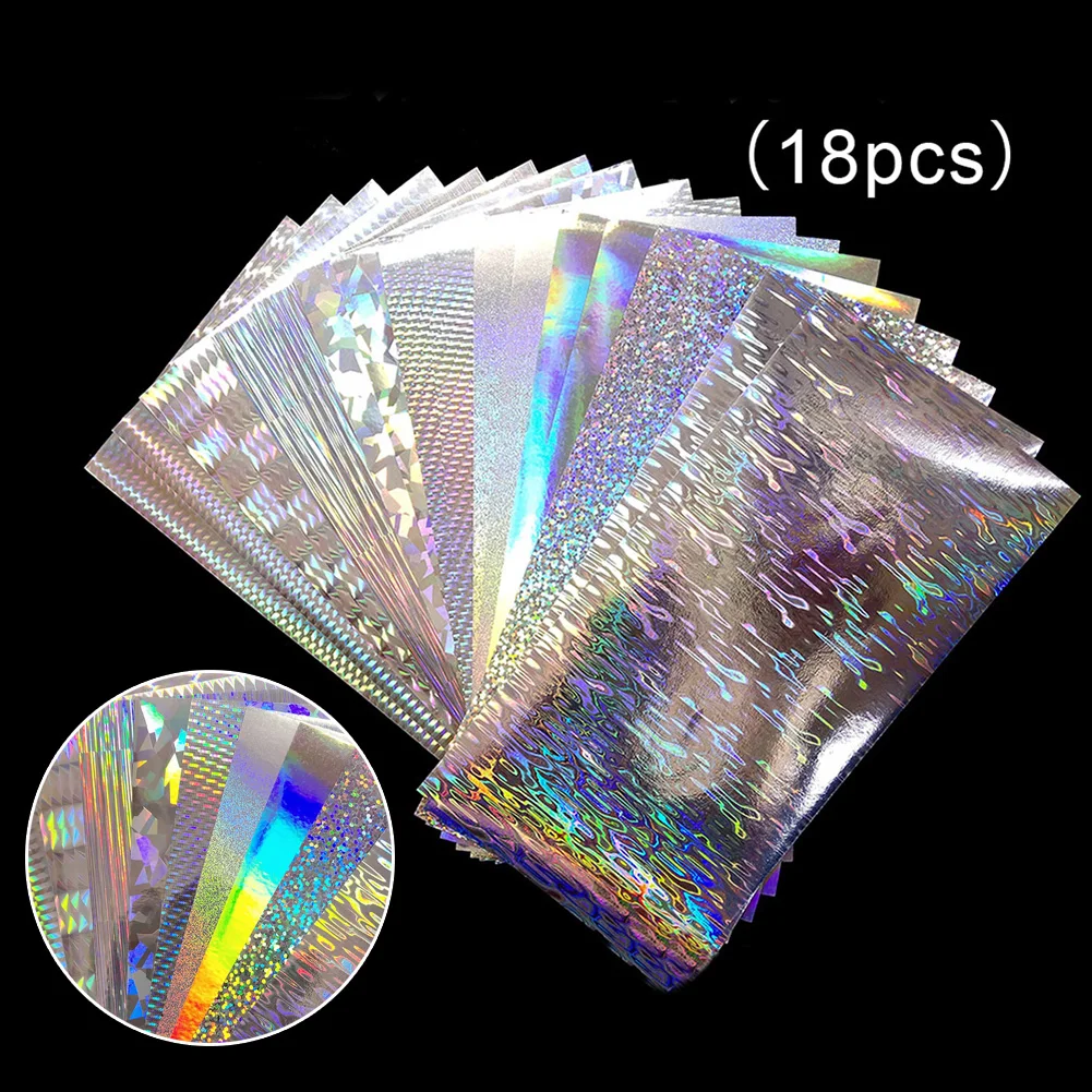 18pcs 20x10cm Flasher/Dodger/Lure Reflective Holographic Fishing Lure Tape Reflective Colors Stickers DIY Raw Materials