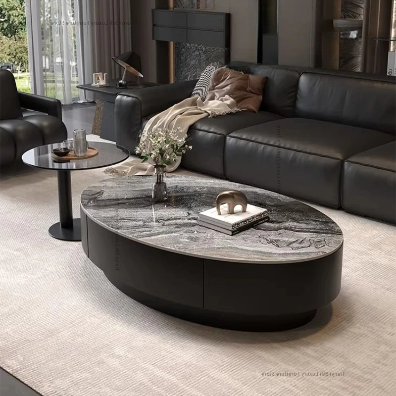 

Modern Minimalist Rock Slab Coffee Table Nordic Advanced Living Room Center Coffee Table Oval Creative Home Furniture Mesas FYCT