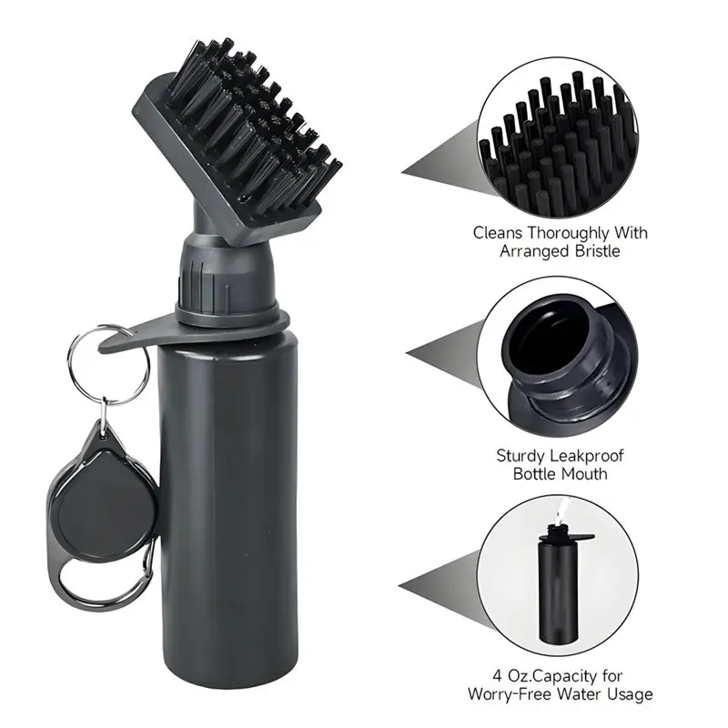 L71A Squeeze Water Bottle 7.5 Inches Holds 4 Ounces Of Water Golf Club Cleaner Brush With Scalable Retainer Clip