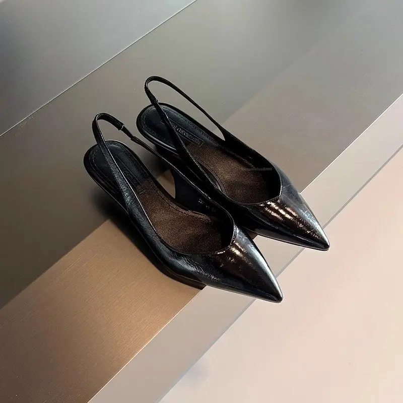 Designer Summer Cover Toe Slip on Women Sandals Concise Low Heel Shoes Elegant Office Ladies Slingbacks Mules Pumps - view 4