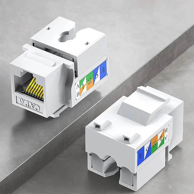 10 قطع من مقبس Cat6 Keystone، موصل إيثرنت لكمة أسفل، محول حائط 90 درجة، متوافق مع Cat5/5e/6