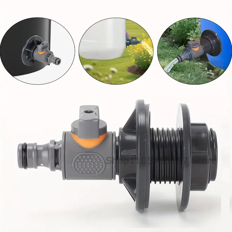 1pc Durable PVC Bucket Adapter Water Tank Adapter with Valve Quick Install Rainwater Harvesting Connector Kit Garden Irrigation