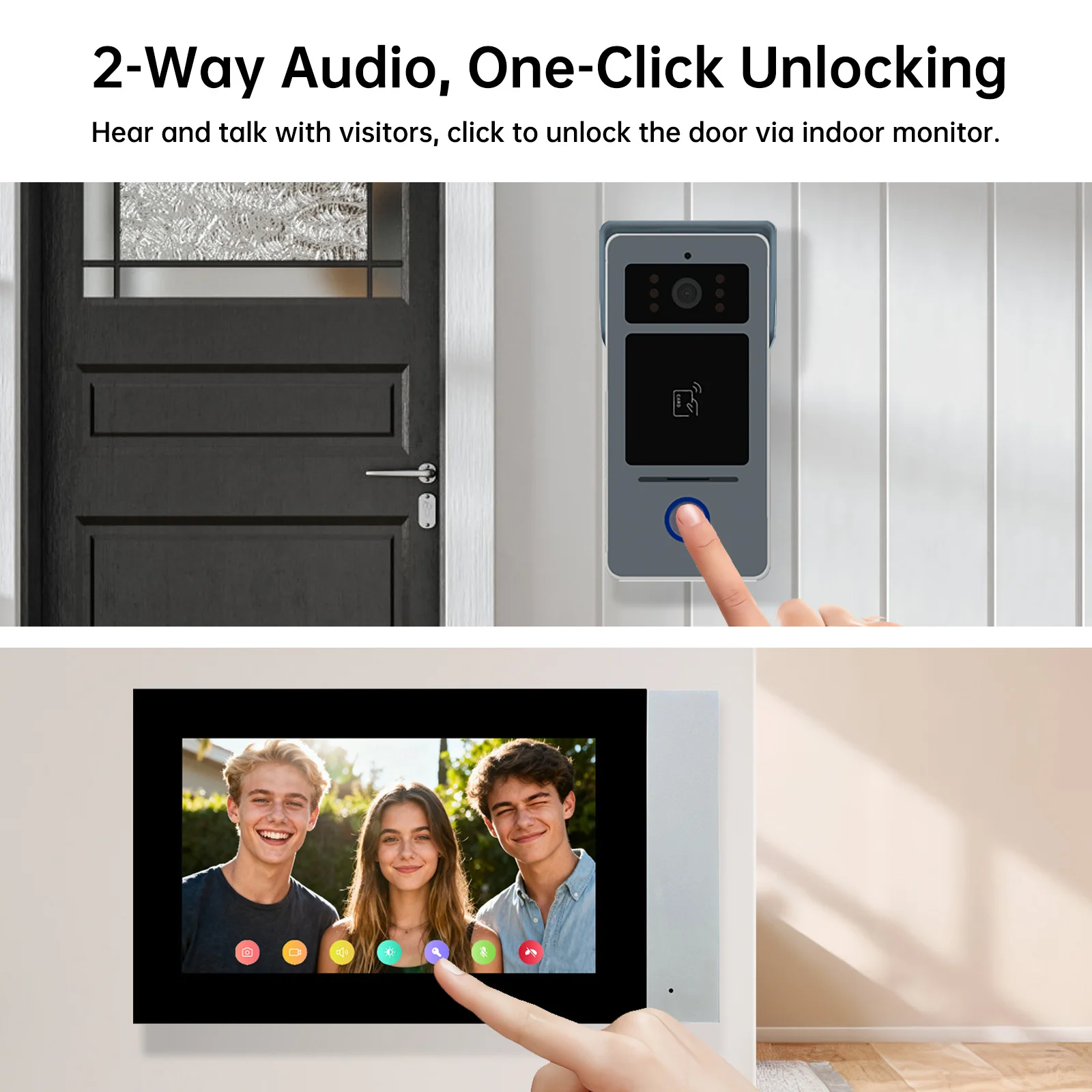 نظام اتصال داخلي عبر الفيديو 2-سلك 7 بوصة LCD 2 ميجابكسل كاميرا تسجيل الحركة RFID فتح للهواتف المنزلية الذكية Tuya #3