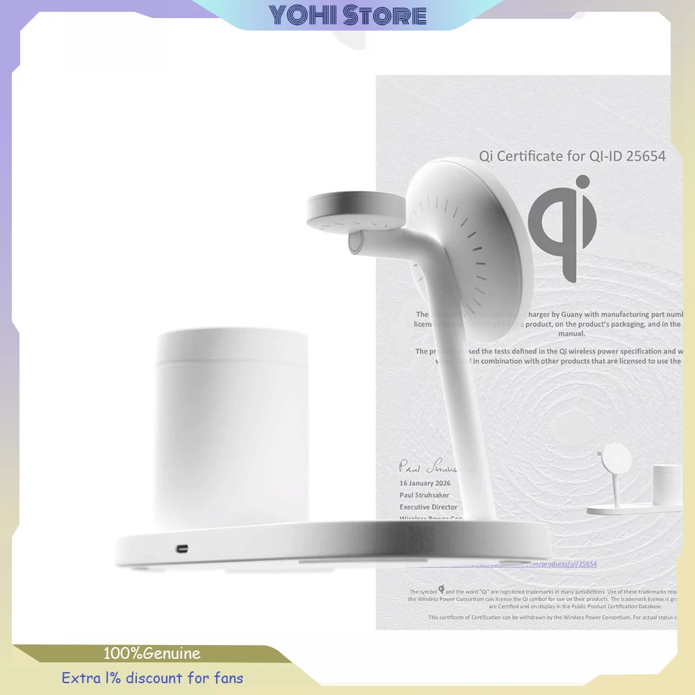 Qi2.2 3-in-1 Desktop Magnetic Wireless Charger 25w Portable Charging Stand with Touchscreen Eye Protection Light for iphone17