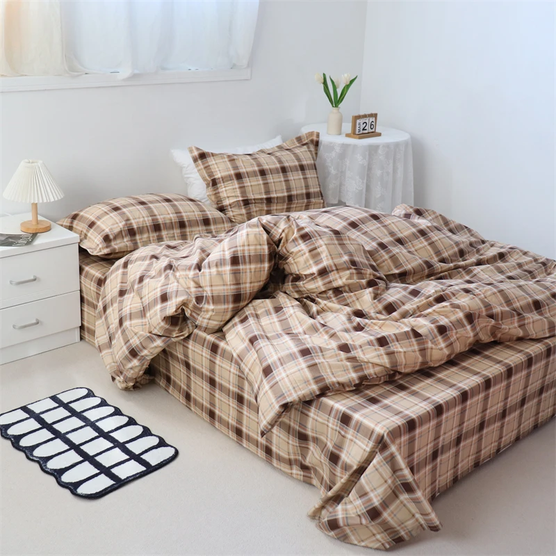 

Cotton 4-Piece Bedding Nordic Duvet Flat Set Modern Pillowcase Sheet 3-Piece Hotel Soft Breathable Fitted Bed Cover Comfortable