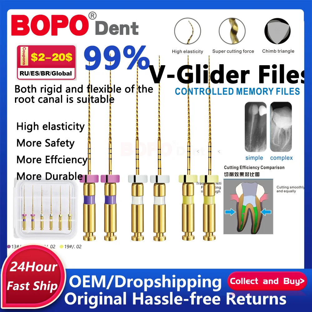 

6pcs/Pack Flexible Dental Instrument Endo Motor Files Endo Rotary Endodontic Path Glide Files Dentistry odontologia Tips Tools