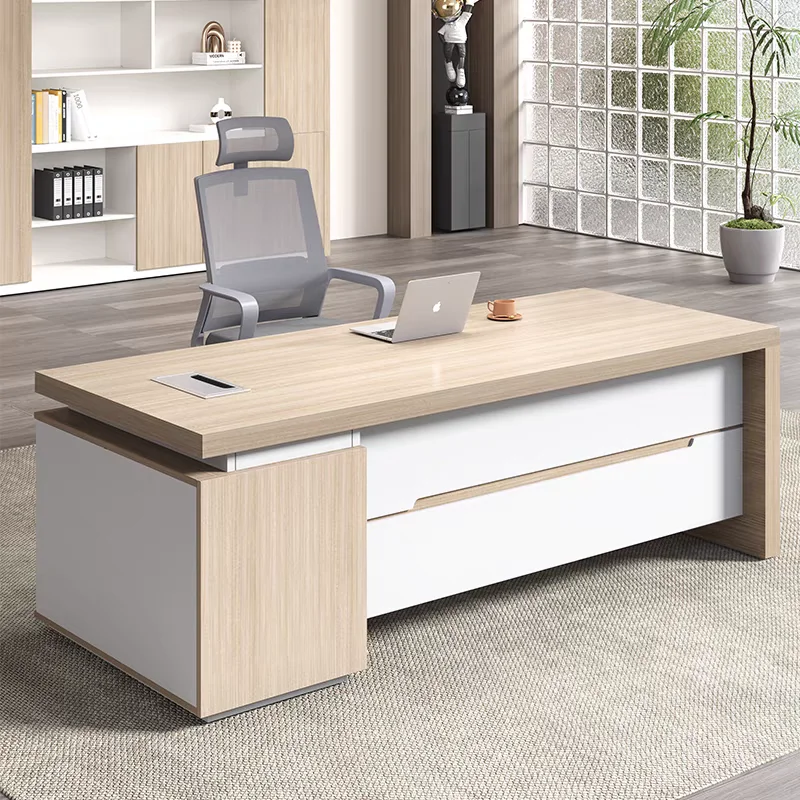 Wooden White Executive Office Desk Manager Strong Large Drawers Computer Desks Modern Luxury Mesa De Escritorio Office Furniture