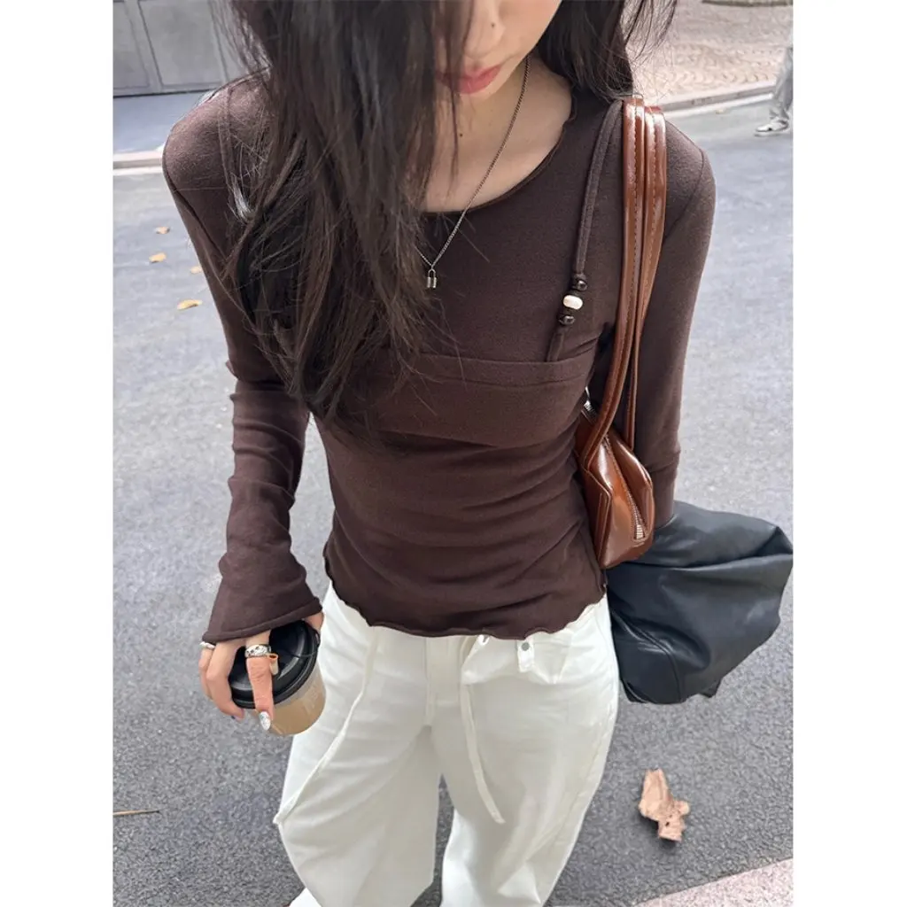 

Long Sleeve Casual Women's T-shirt Korean Style Slimming Design High Quality Guangzhou Huang Zhen Fashion Top 530864