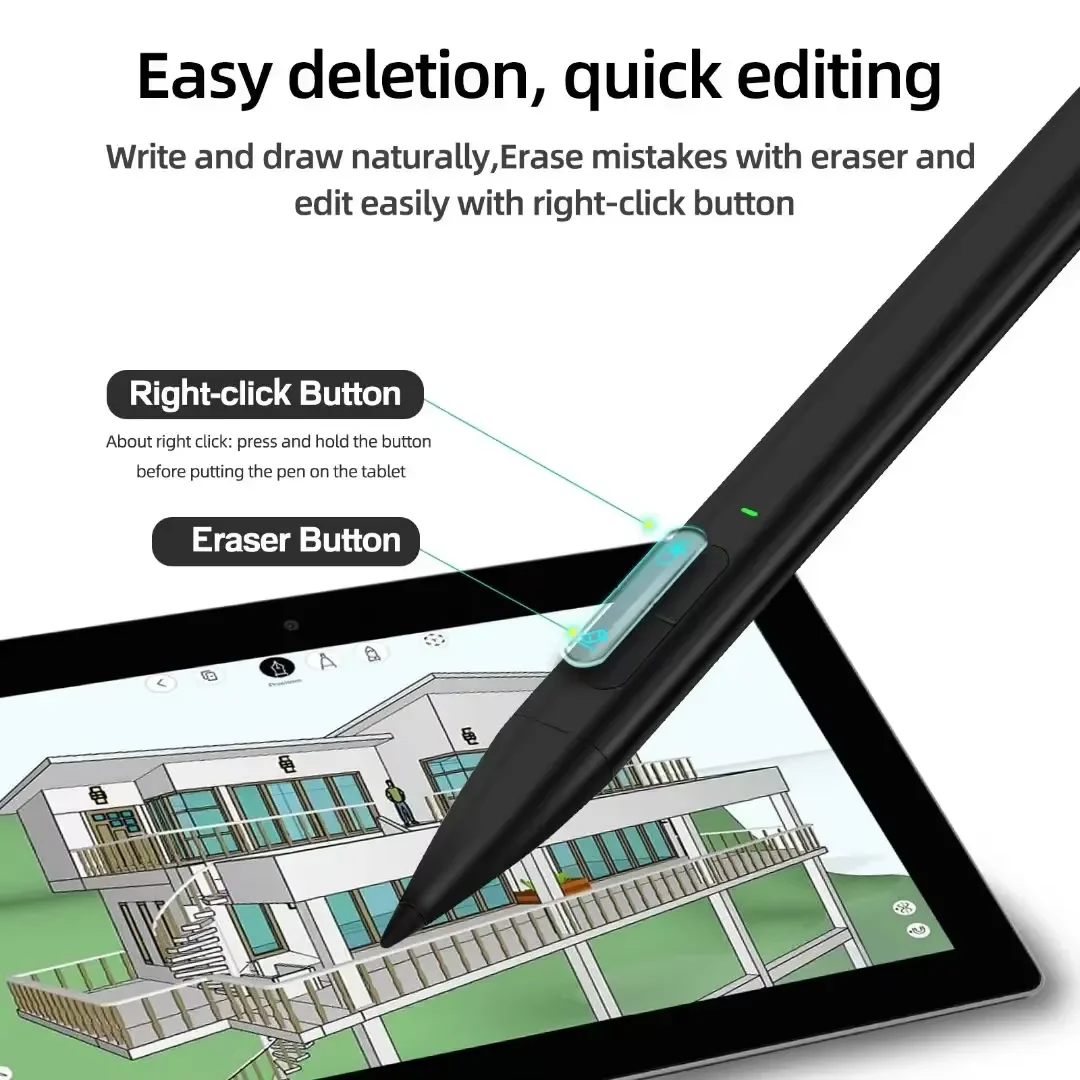 4096 Pressure Stylus Pen Type C Charging for Surface Pro X 9 8 7 6 5 4 3 Go 3 2 1 Book Laptop Studio