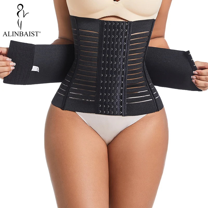 7-Knochen-Taillentrainer Korsett Shape wear Frauen 6-reihiger Haken-und Ösen verschluss mit doppelter Bauch kontrolle, atmungsaktiver Body Shaper