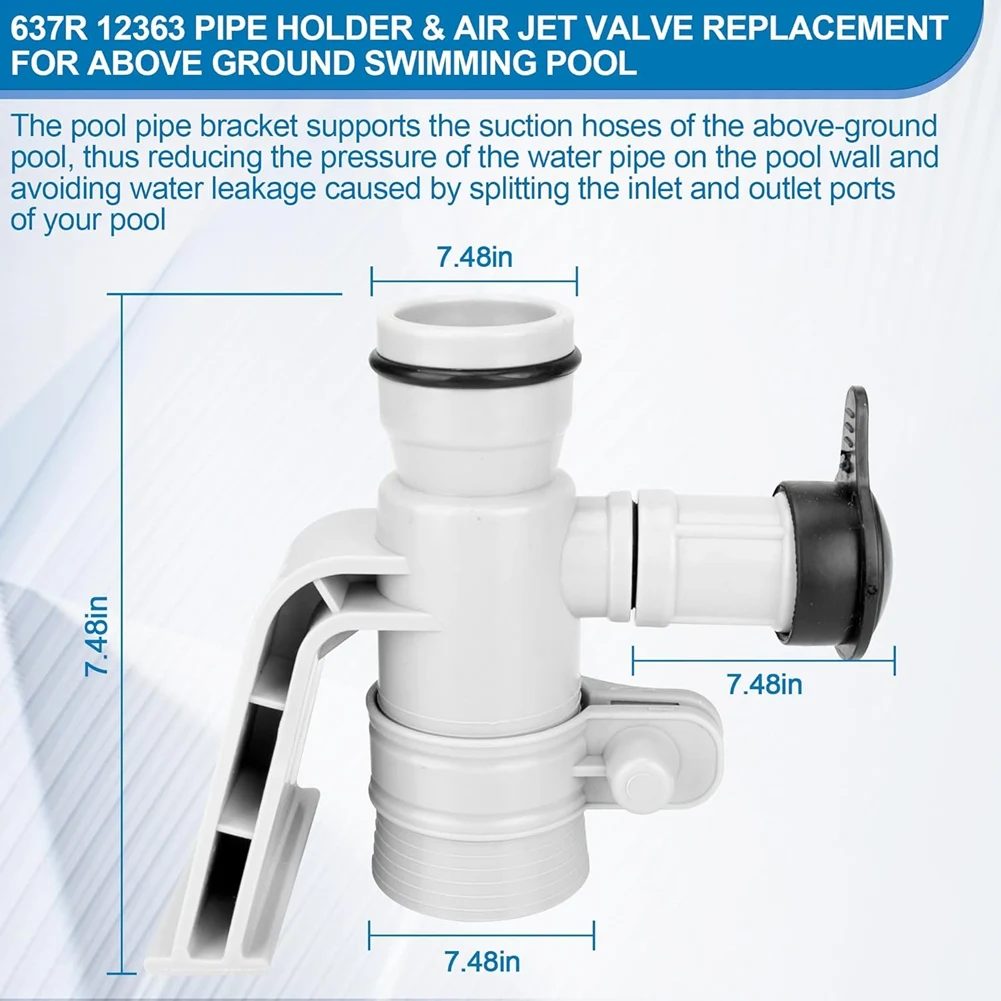 Soporte de tubo 637R 12363 y válvula de chorro de aire, Compatible con entrada de válvula de chorro de aire de repuesto transparente C1000 Krystal