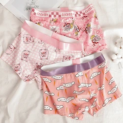 Men's Sexy Cartoon Pink Youth 95% Cotton Underwear Boxers Comfortable Underpants Shorts Cute Panties