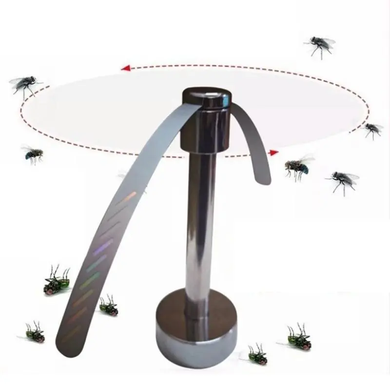 ABGH-Fly Repellent Fan Battery Powered Portable Stainless Steel Automatic Fly Trap Silent Operation Table Fan Keeps Flies Away