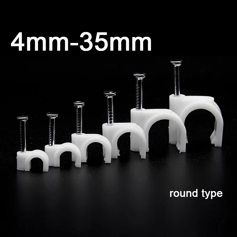 20-100pcs 4/5/6/7/8/10-35mm Circle Cable Fixed Clips C Shaped High Carbon Steel Nails Cable Clips Wire Wall holder Wire Retainer