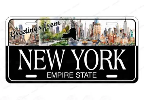 Greetings from New York City NY Souvenir License Plate Auto ATV Motorcycle bike Aluminum